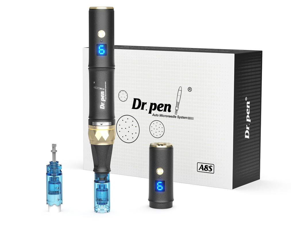 Dr pen A8s Black Dermapen 2023 최신 무선 디지털 6 레벨 머리 표적 피부 재생 장치