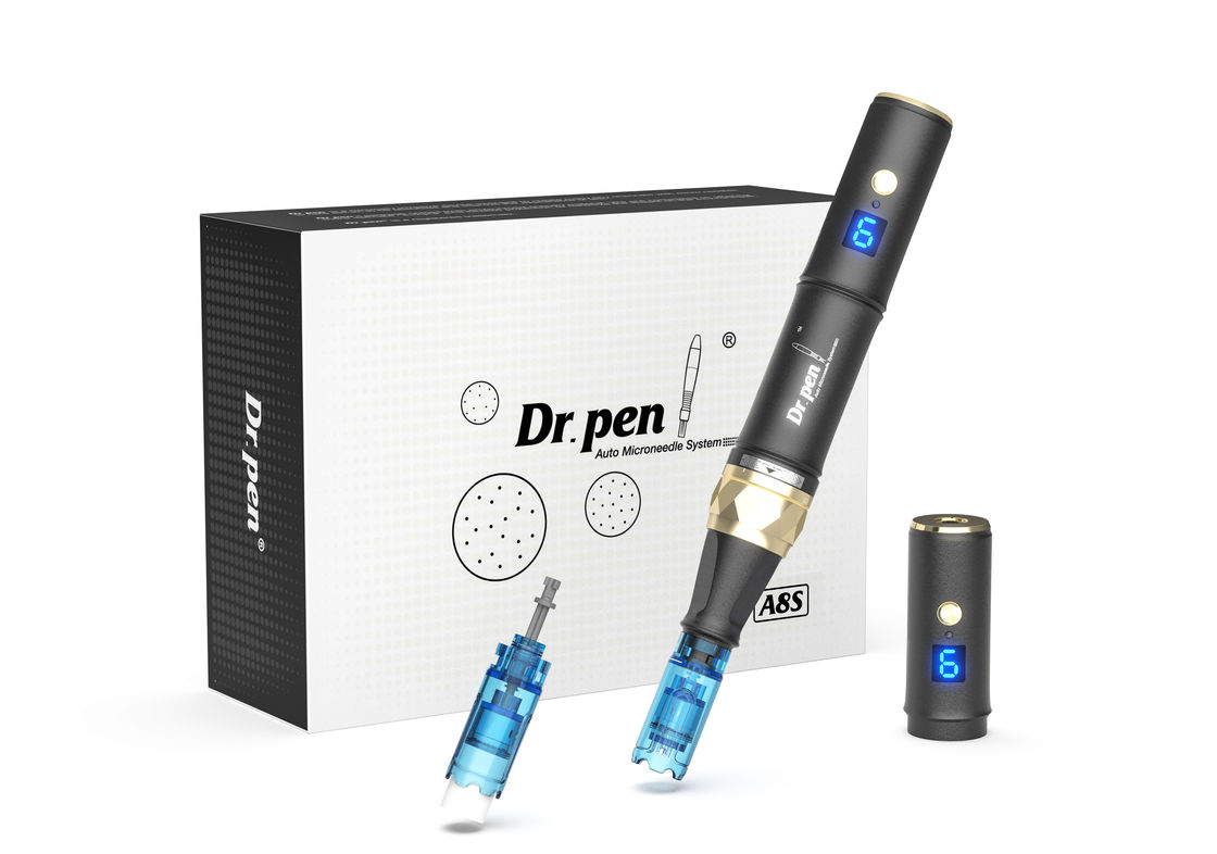 Dr pen A8s Black Dermapen 2023 최신 무선 디지털 6 레벨 머리 표적 피부 재생 장치