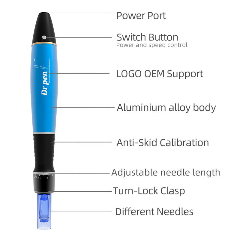 400mAh 배터리 Dr 펜 A1W 다기능 전기 얼굴 빛나는 마이크로 바늘 무선 피부 펜
